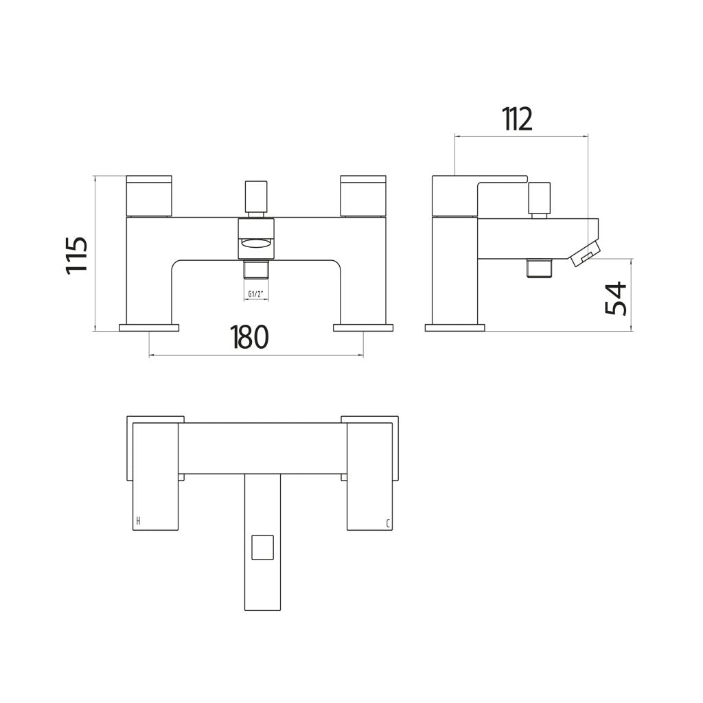 Lanza Bath Shower Mixer with shower kit and wall bracket