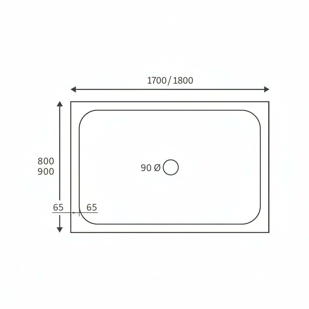 Low Profile Rectangular Shower Tray White 45mm waste inc