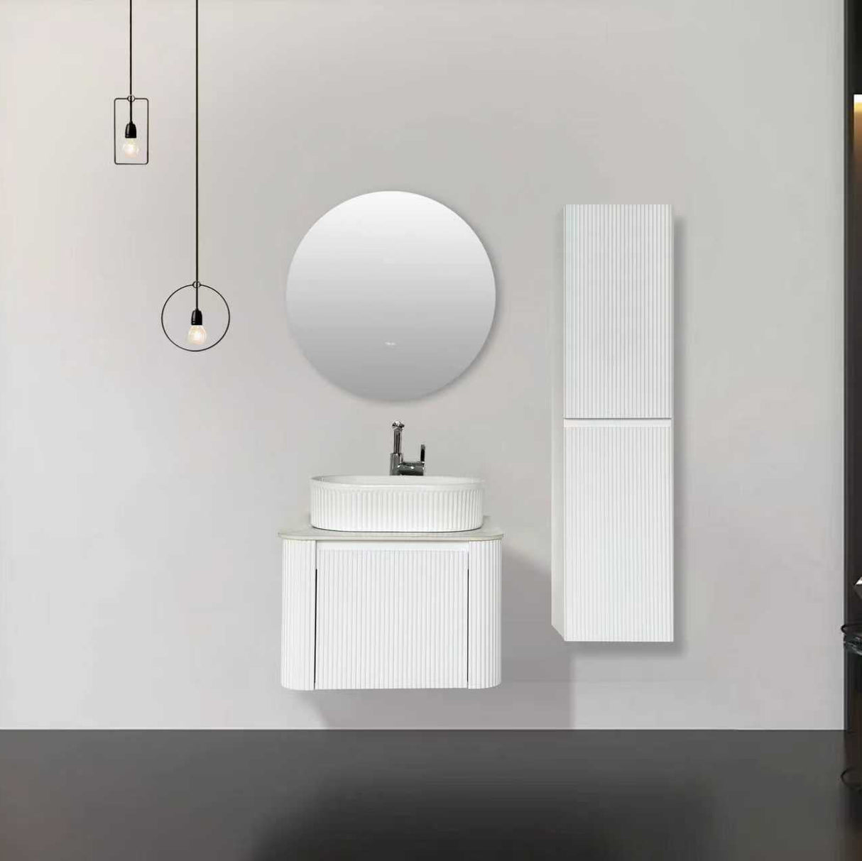 Aileen fluted wall hung vanity 600mm