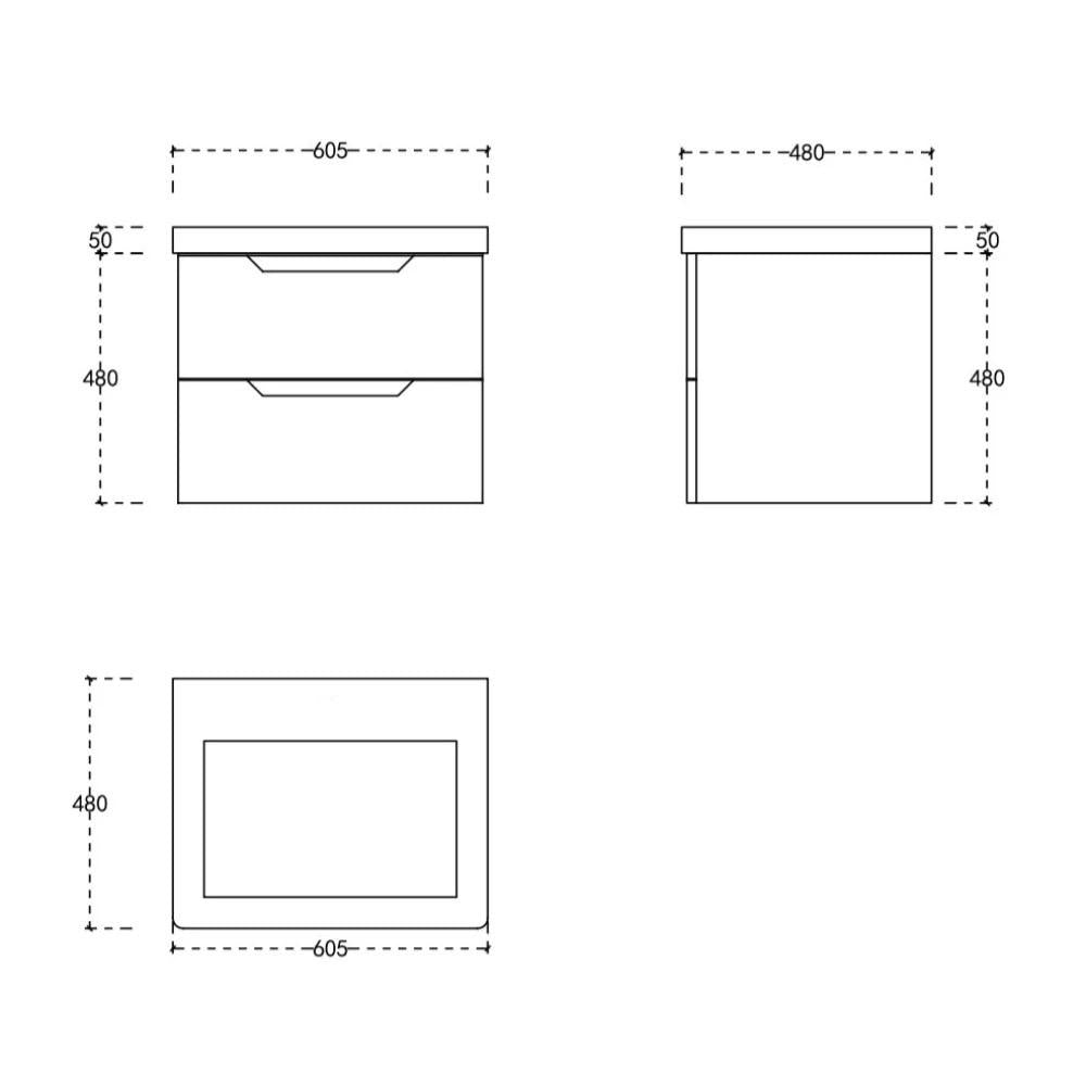 Bailyn matte white wall hung vanity 0TH 600mm