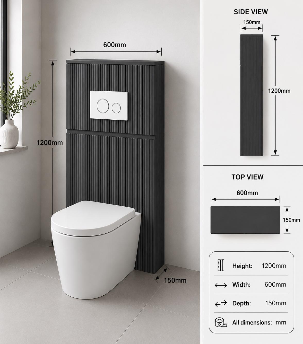 Aileen Fluted WC Unit - 600mm