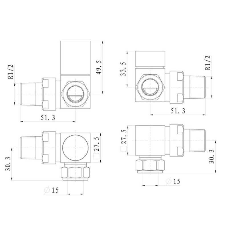 Square Chrome Radiator Valves