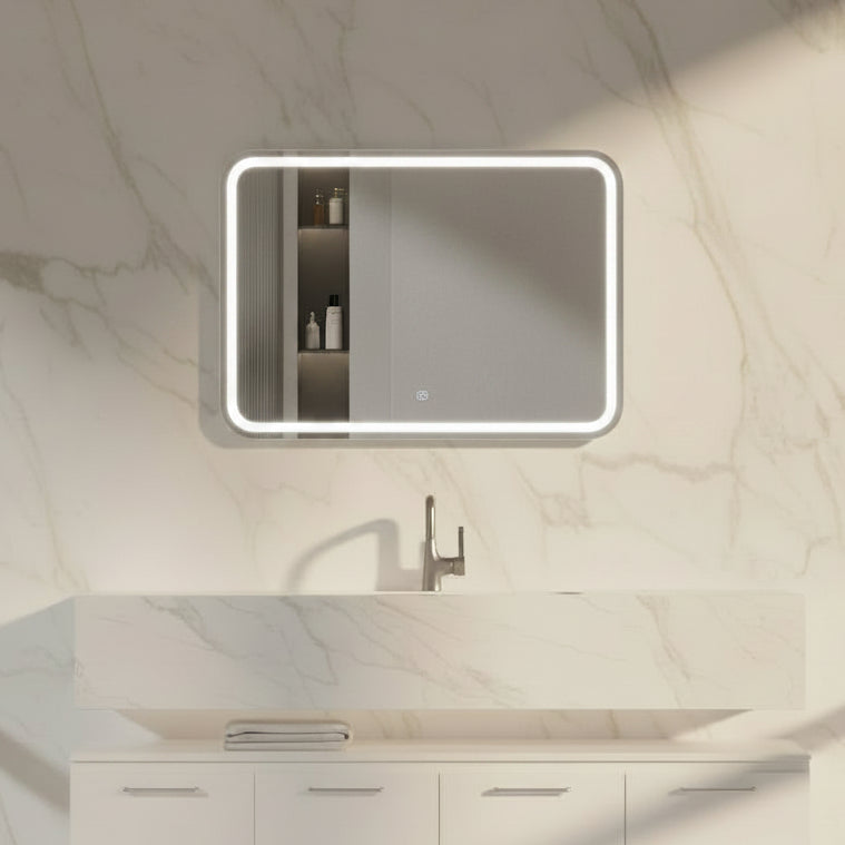 Yora horizontal front and back lit led shaver socket mirror 1000mm x 750mm