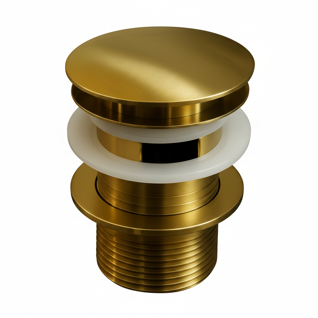 Basin Pop Up Slotted Waste Brushed Brass Gold