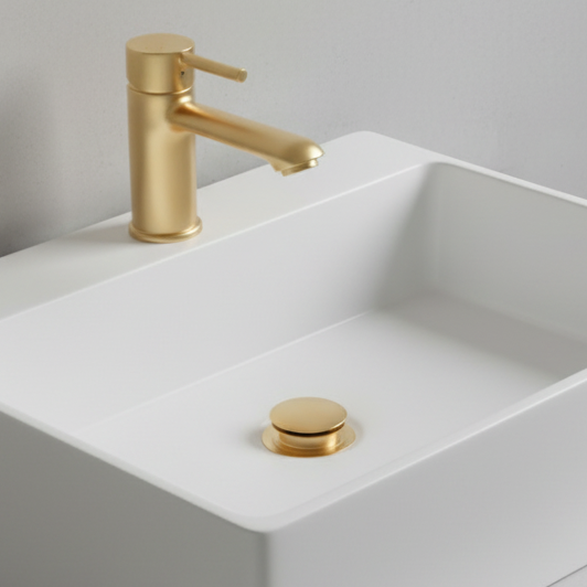 Basin Pop Up Unslotted Waste Brushed Brass Gold