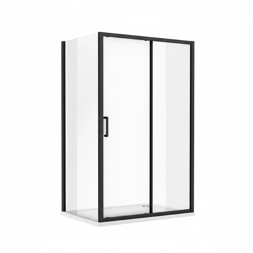 Sliding Shower Enclosure matte black 1000mm - 1700mm