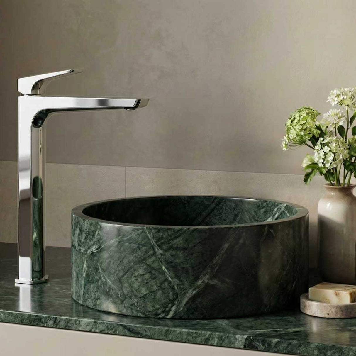 Neck basin mixer chrome