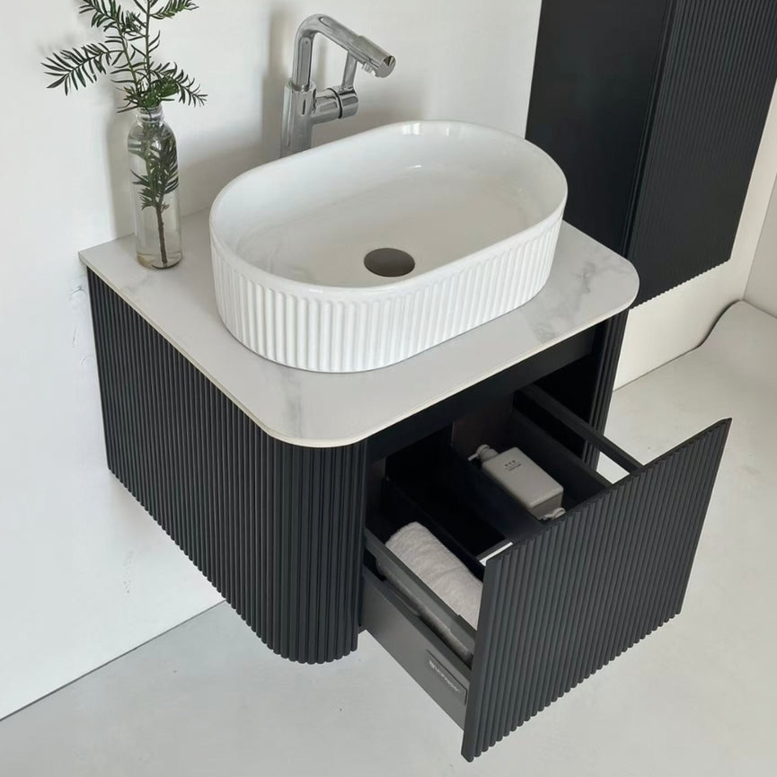 Aileen fluted wall hung vanity 600mm