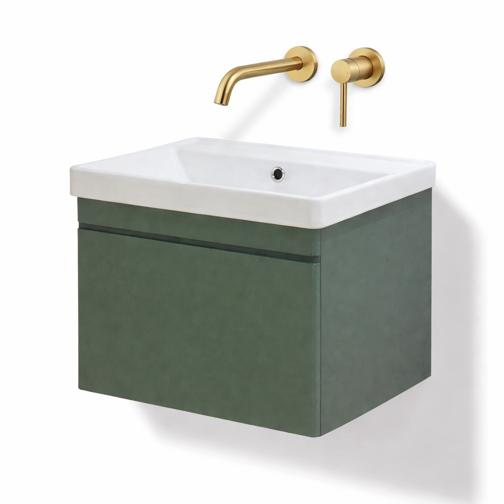 Carlota wall hung olive green vanity 0TH 600mm