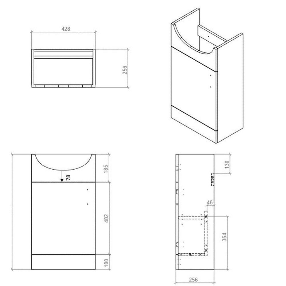Ajax Tealby Gloss White 450mm Vanity Unit with Basin