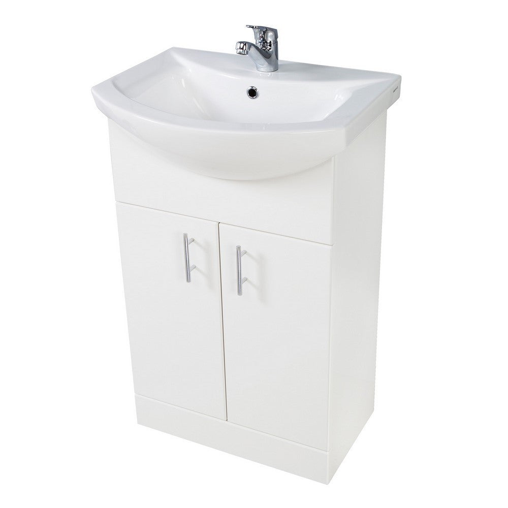 Scudo Lanza 550mm Floor Standing Vanity Unit with Basin – Gloss White