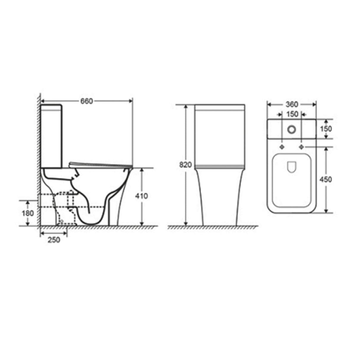 Pinnacle Close Coupled white Toilet open back pan