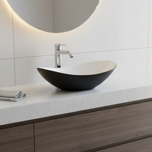 Marvel Countertop Basin Matte Black Oval 605MM