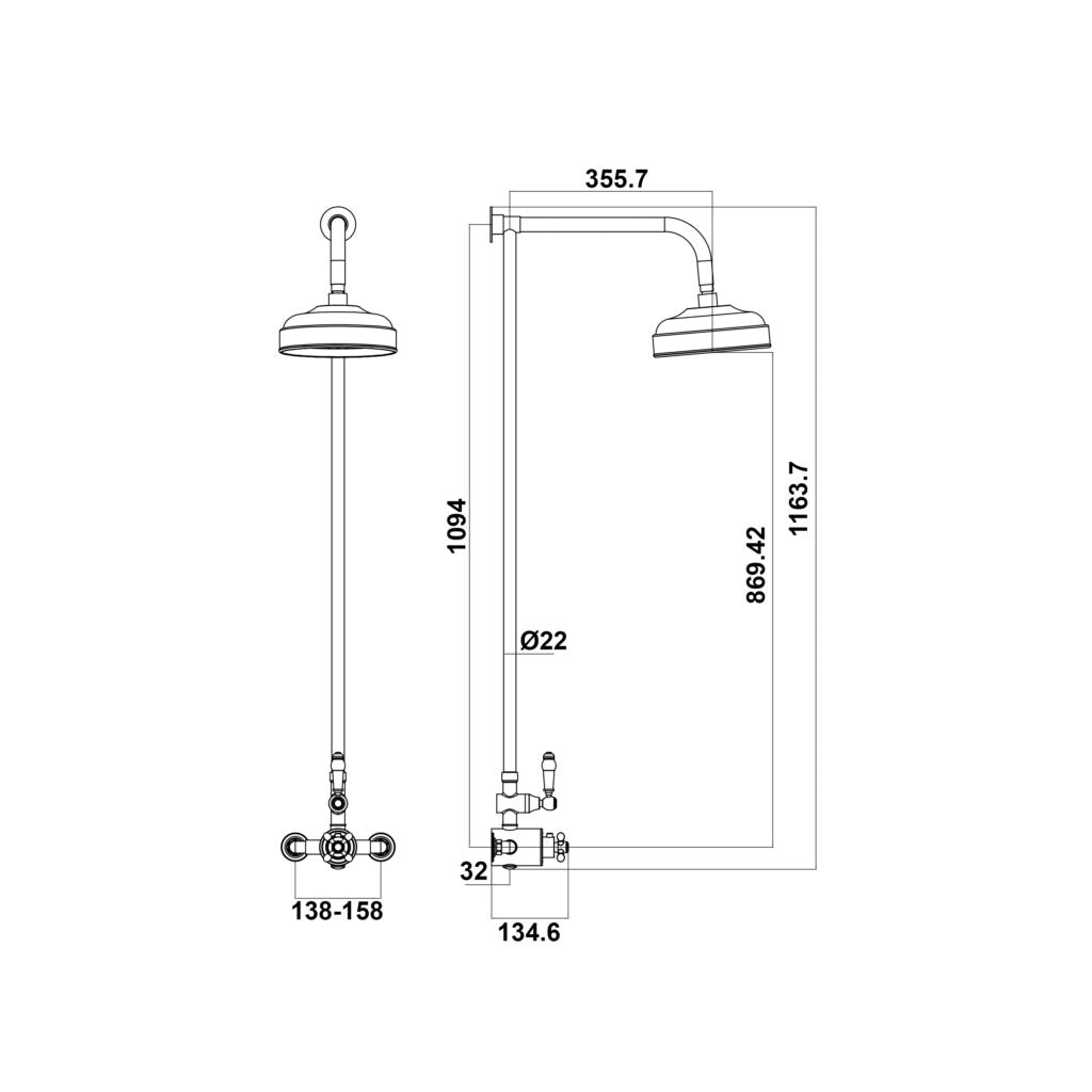Traditional Rigid Riser Shower with Fixed Head