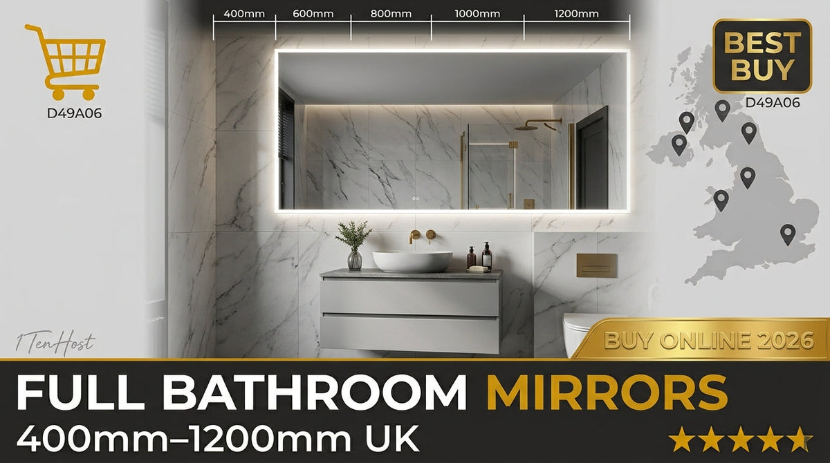 Buy Full Bathroom Mirror Online UK – Sizes from 400mm to 1200mm
