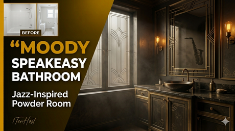 International Jazz Day: Dark Moody Bathroom Ideas for a Speakeasy-Style Powder Room