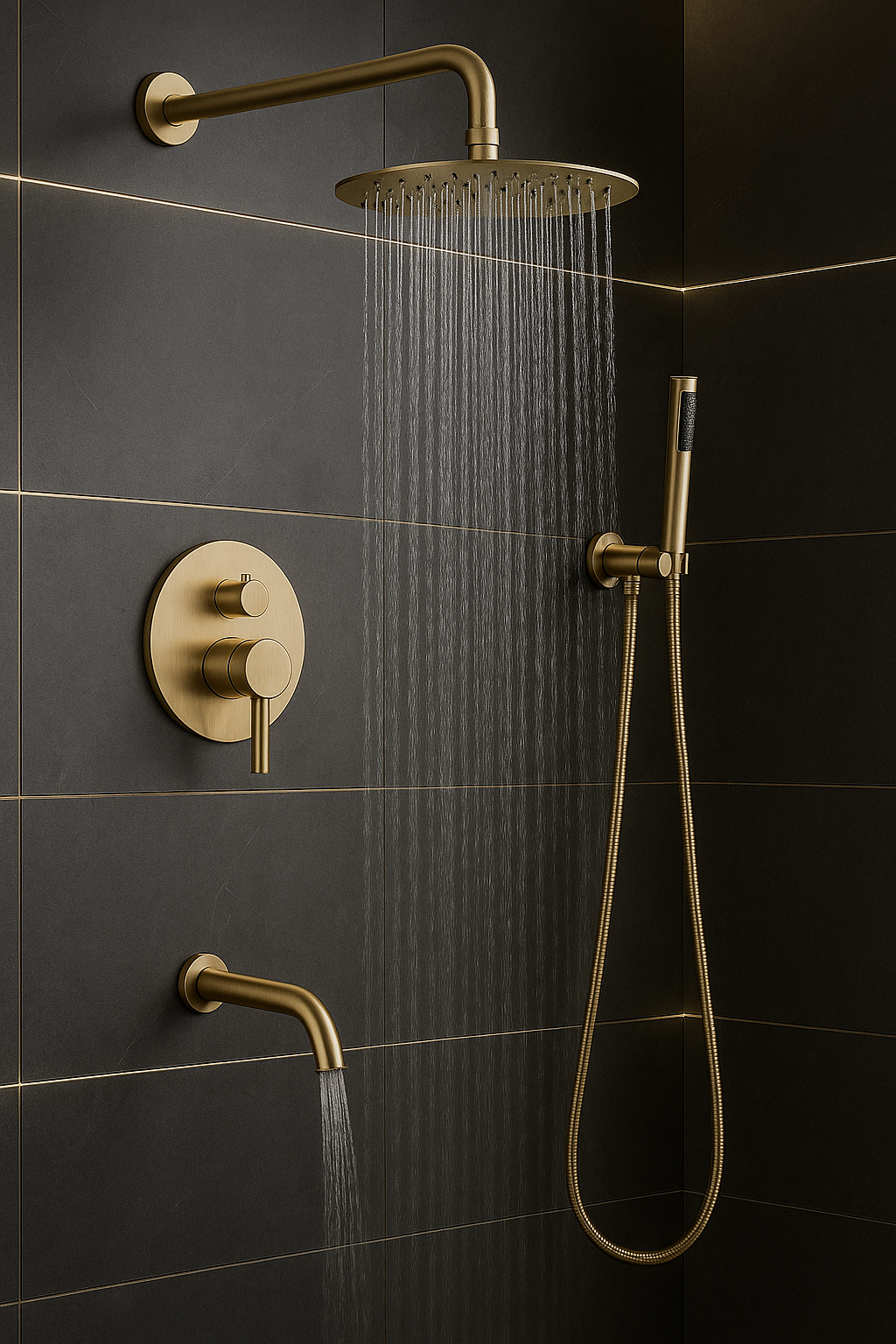 Chrysos brushed gold concealed shower mixer