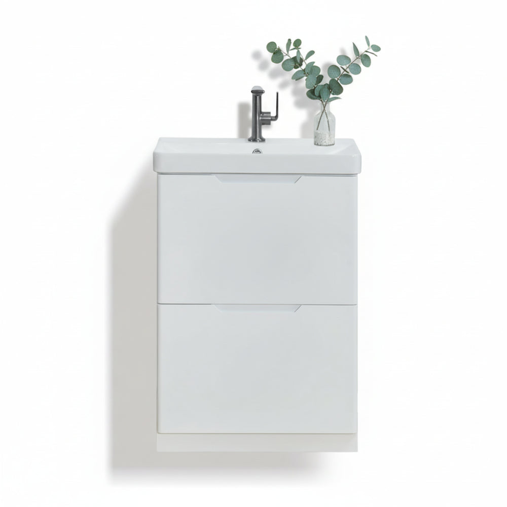 Judy Slimline white Gloss floor standing vanity 600mm