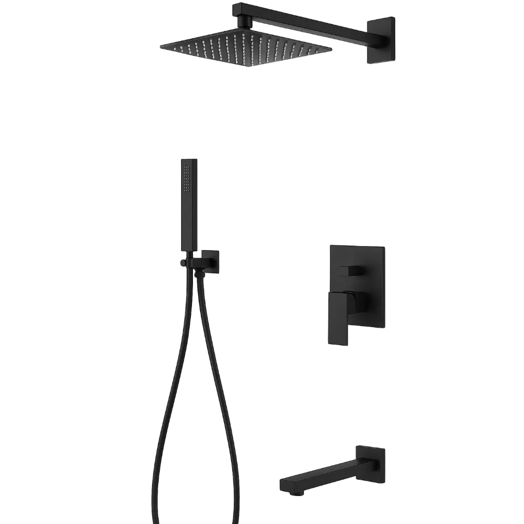 Polaris brass concealed shower mixer matte black