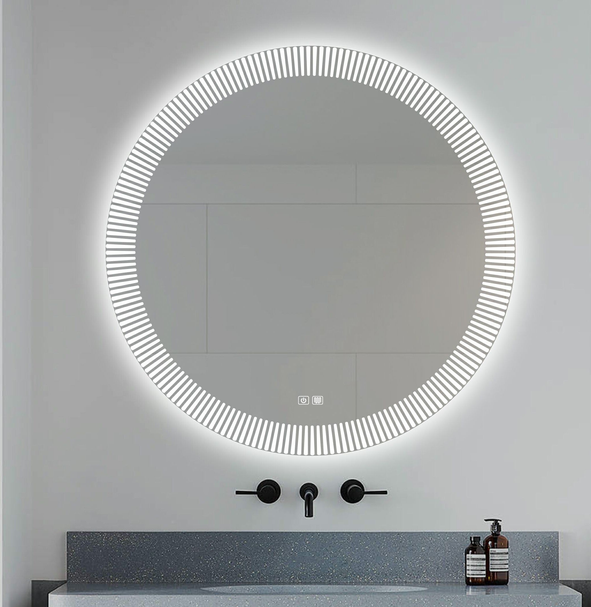 ROUND FRAME LED ANTI FOG MOTION SENSOR MIRROR 700MM DIAMETER