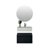 Caroline bold black floating wall hung vanity 600mm with white stone basin