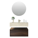 Cortina walnut brown floating wall hung vanity 800mm