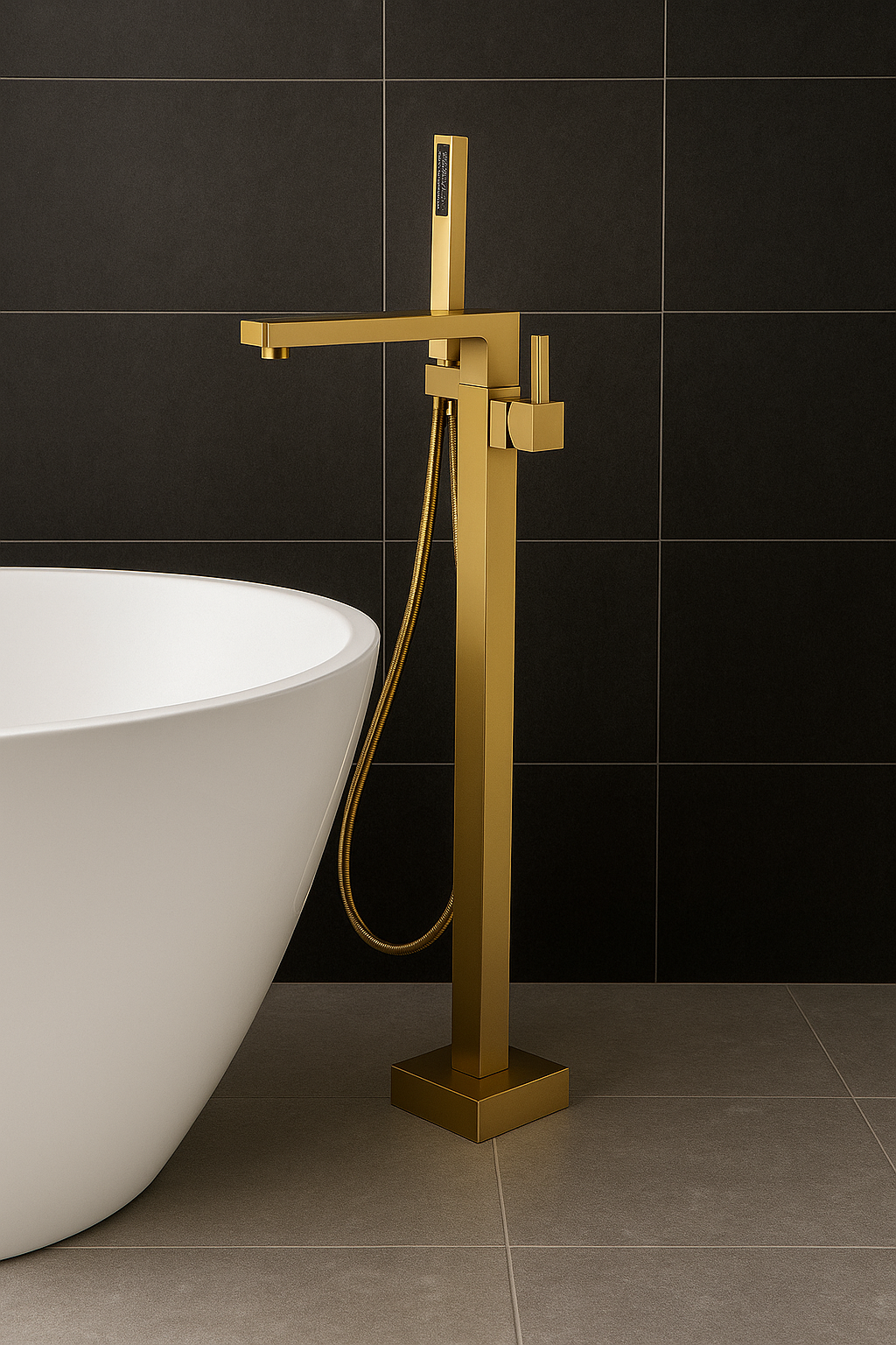 Regency brushed gold free standing bathtub mixer