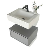Cindy Dove grey floating wall hung vanity 600mm with white stone basin