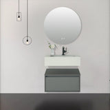 Cindy Dove grey floating wall hung vanity 600mm with white stone basin