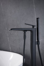 Onyx matte black brass free standing bathtub mixer