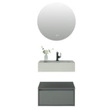 Cindy Dove grey floating wall hung vanity 600mm with white stone basin