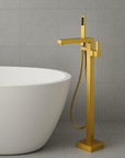 Regency brushed gold free standing bathtub mixer