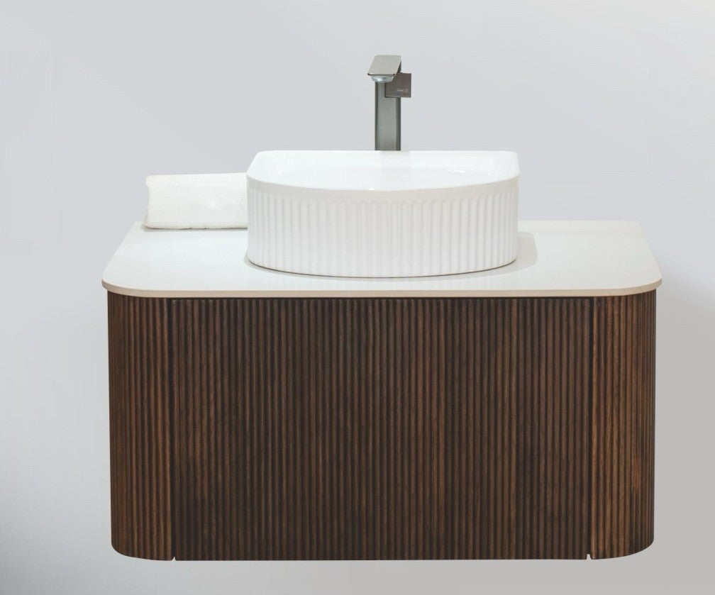 Ebano Wall Hung Fluted Cabinet Vanity 800mm X 500mm