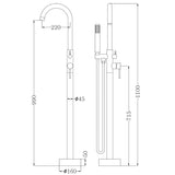 Mirage free standing bathtub mixer brushed brass gold