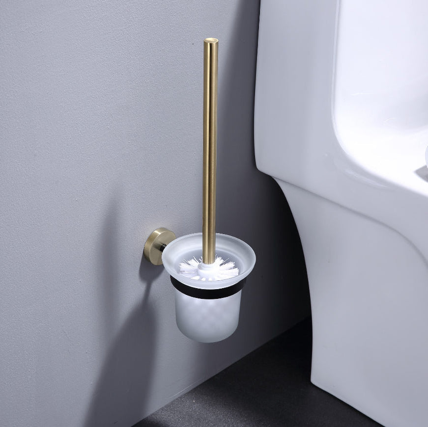 Lux toilet brush holder matte black & gold