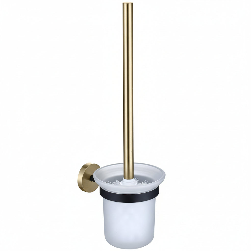 Lux toilet brush holder matte black & gold