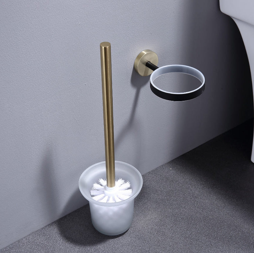 Lux toilet brush holder matte black & gold