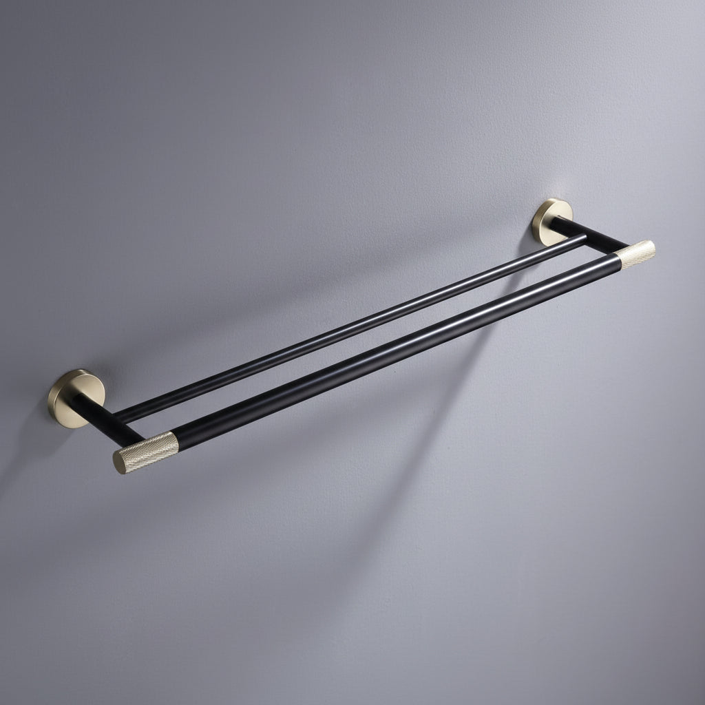Lux Dual Towel Bar matte black & gold
