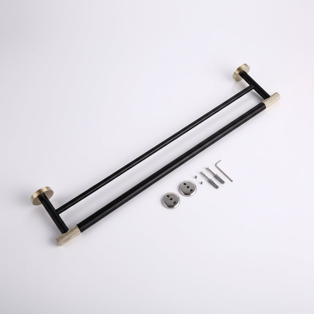Lux Dual Towel Bar matte black & gold
