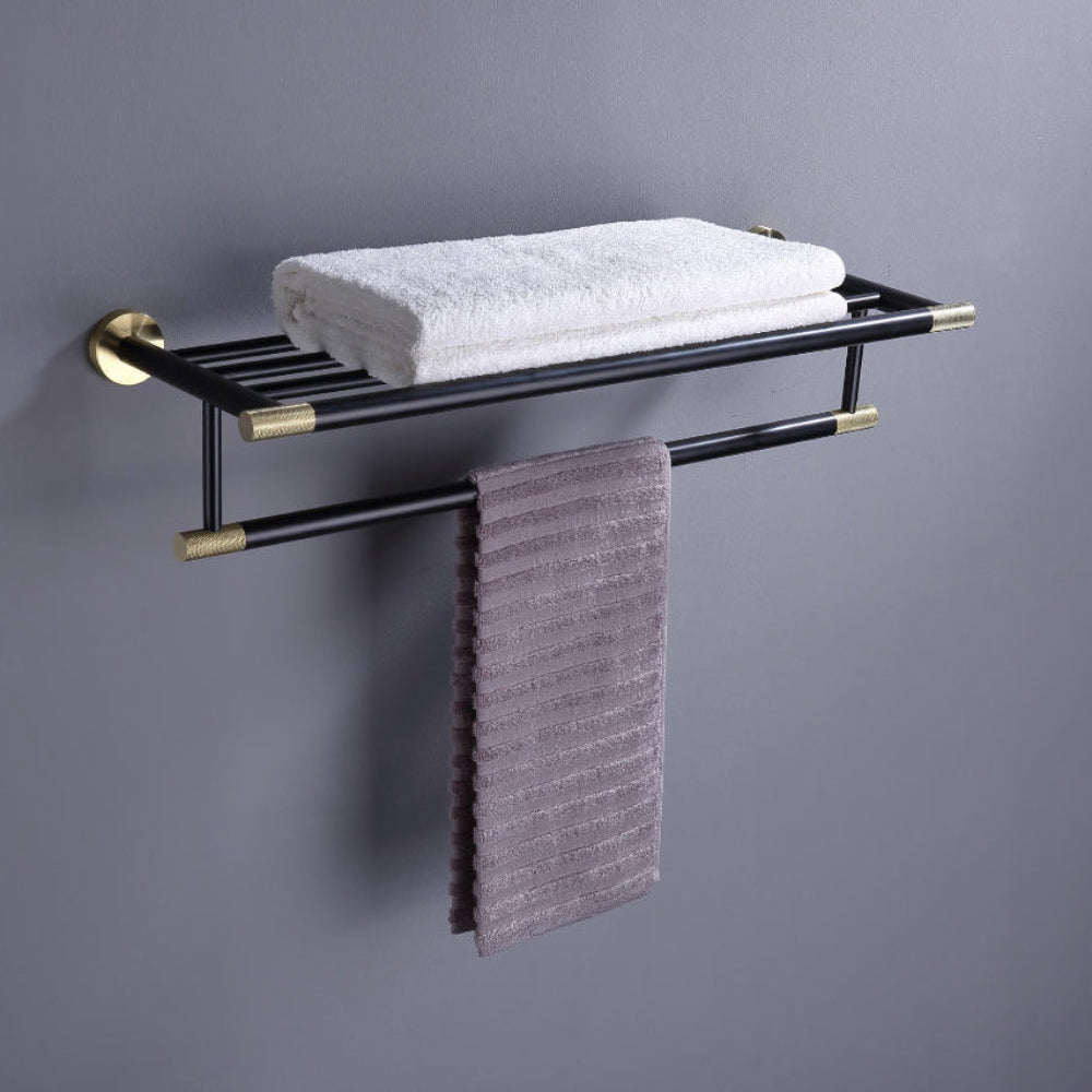 Lux Towel Shelf Rail Matte Black & gold