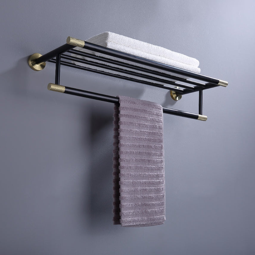 Lux Towel Shelf Rail Matte Black & gold