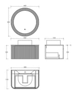 Ebano Wall Hung Fluted Vanity Set 800mm X 500mm