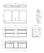 Fiona His and Hers Wall Hung Vanity Set 1400mm X 500mm