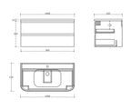 Wendy white and black wall hung vanity set 1000MM X 500MM