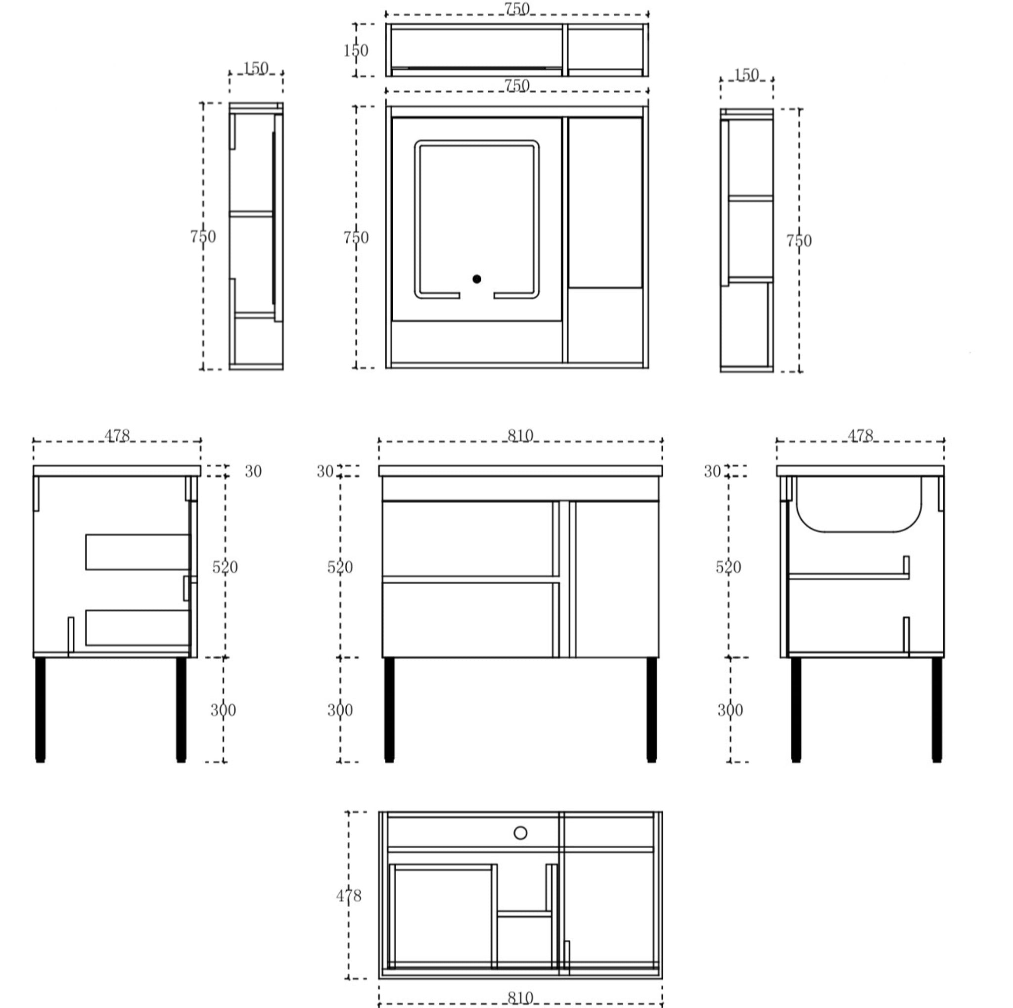 Luz Wall Hung Vanity Set 800mm X 500mm