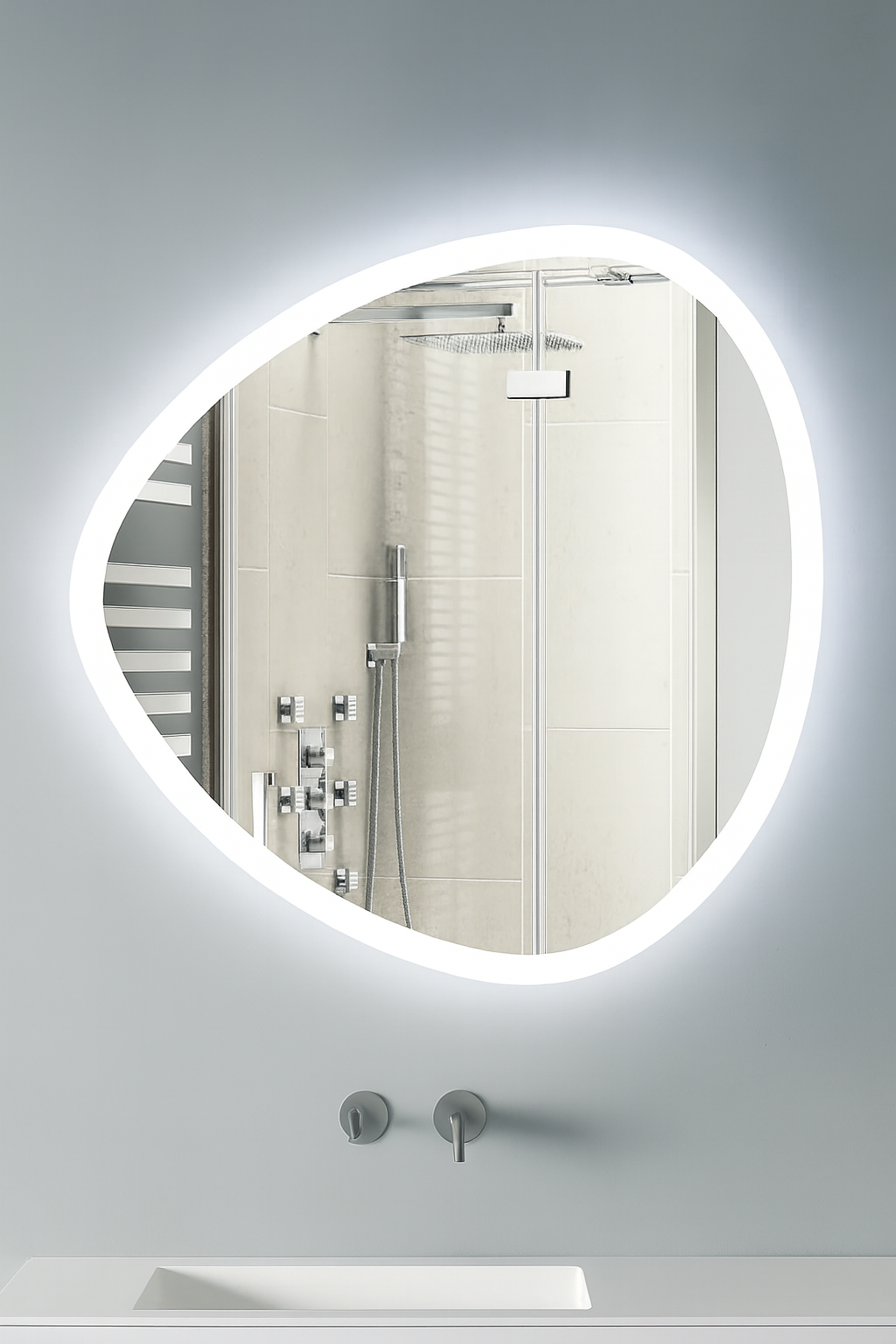 FREE FORM LED ANTI FOG MOTION SENSOR MIRROR 800MM DIAMETER
