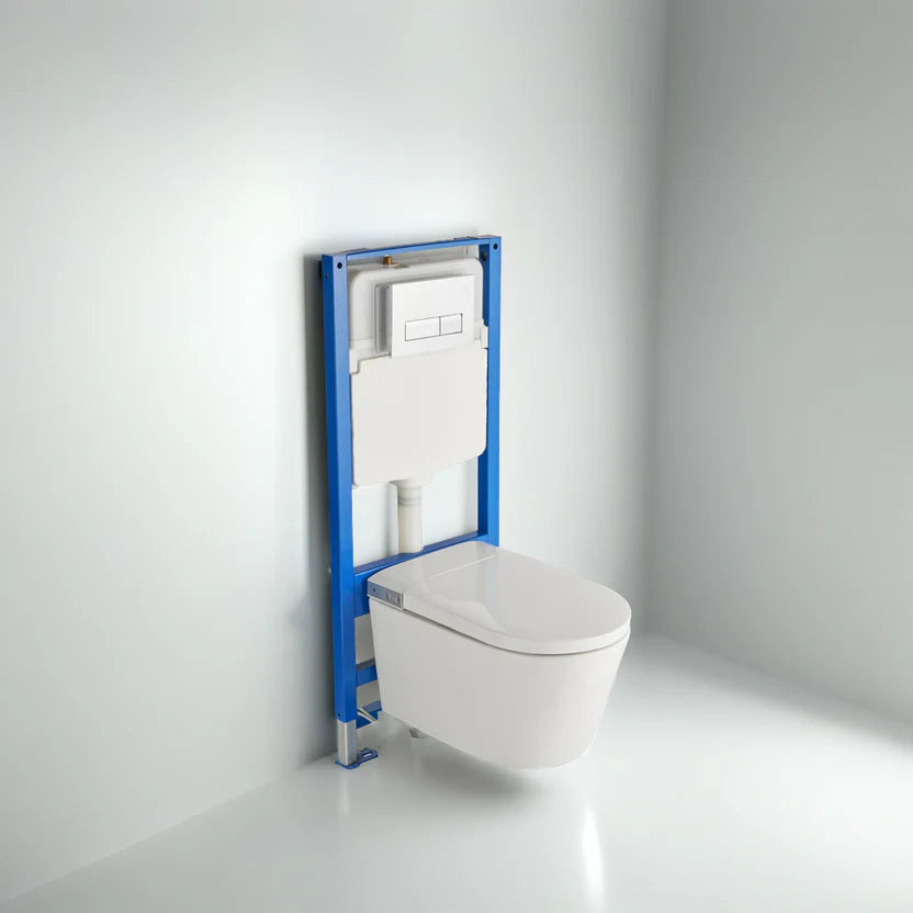 Yuki – The Floating Smart Toilet with Concealed Cistern and Chrome Flush Plate