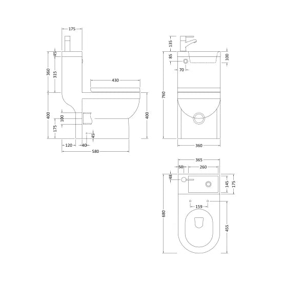 Arley Pro Integrated Toilet Pan With Basin with Tap