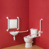 Arley Pro Comfort Blue Rimless Close Coupled Rails Bathroom Doc M Pack
