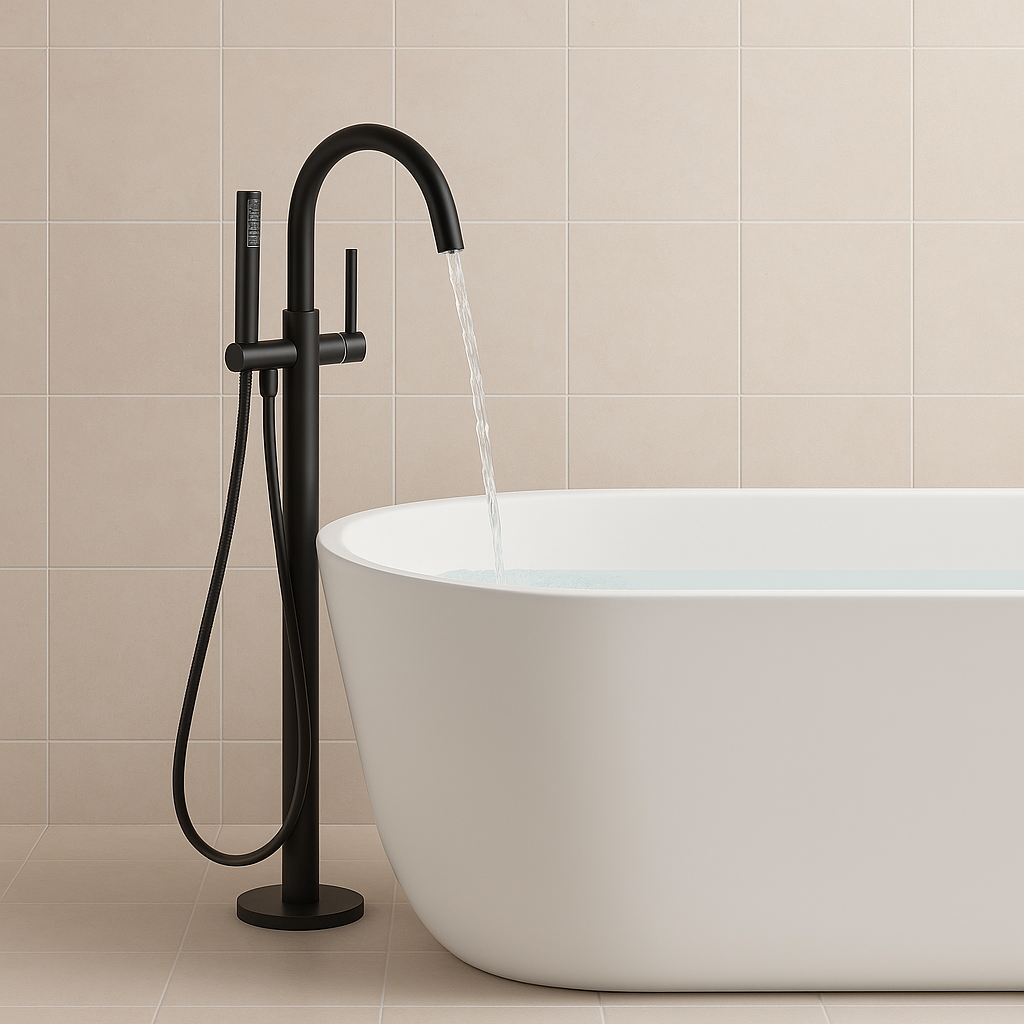 Paragon matte black free standing bathtub mixer